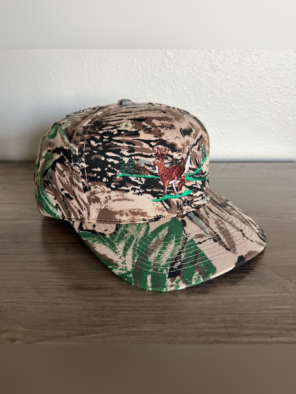 VTG Otto Camo Hat Cap Snap Back One Size Embroidered Deer Hunting Thailand READ